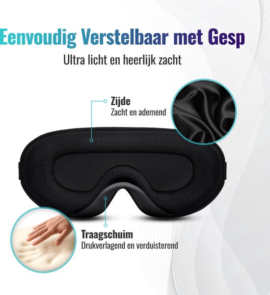 Somnifiq Slaapmasker - Luxe 3D Oogmasker Slaap - Zijden Slaapmasker - Traagschuim - 100% Verduisterend - Voor Mannen en Vrouwen