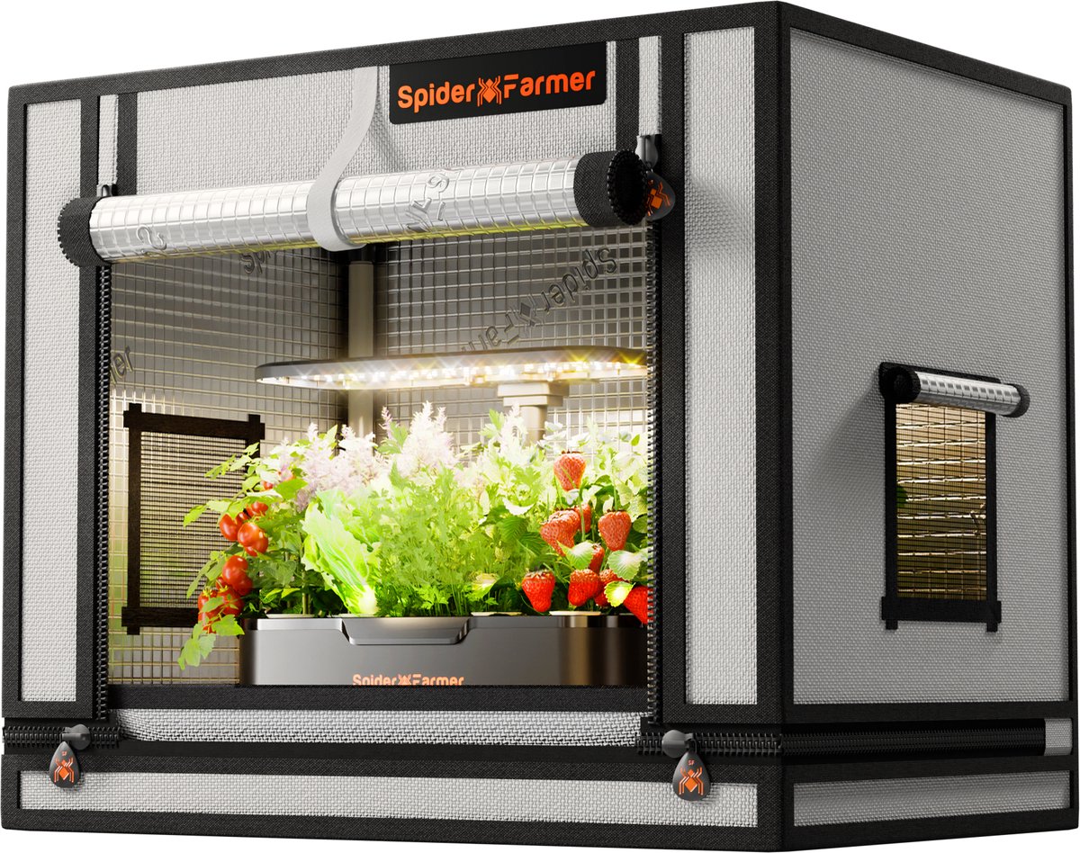 Spider Farmer Kweektent 60×40×50 cm • Kleine Binnenkweek Tent • 2000D Oxford Doek • Reflecterende Binnenkant • Stevige Rits & Ventilatieopeningen