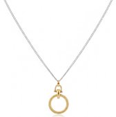 Collier à maillons argenté pour femme avec pendentif rond et détail doré