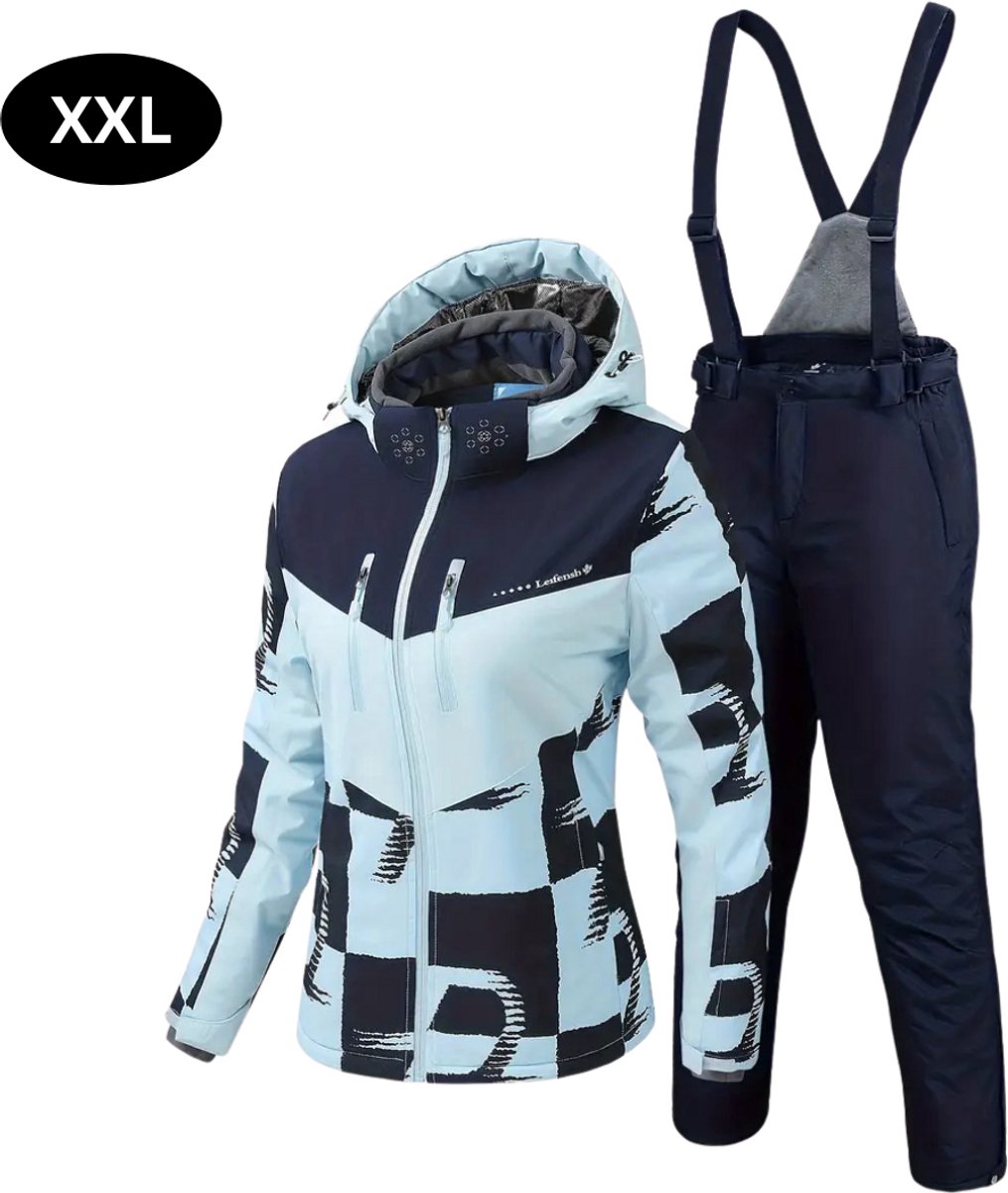 Nivard Ski Suit Skipak SkiBroek Wintersport Skijas Dames 2-Delig Lichtblauw/donkerblauw