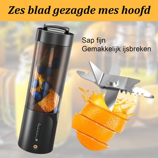 longziming -Draagbare Blender 450ml - Krachtige Smoothie Maker met Magnetisch Opladen, 6 Messen & IPX8 Waterdicht - Voor Smoothies, Shakes & Sap van longziming — afbeelding 3