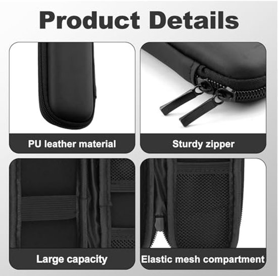 Eva Pencil Case, Pencil Case, Pencil Case, Black Waterproof Pencil Case, Pencil Case, Storage Bag, Small for Executive Fountain Pen, Stylus and Ballpoint Pen, Black, Simple, Modern, Black — afbeelding 5