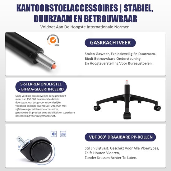 Durrafy Bureaustoel - Ergonomische Bureaustoel - Bureaustoelen voor Volwassenen - Office Chair - met Lendensteun & 90° Opklapbare Armleuningen | Verdikt en Verbreed Zitkussen | Hoogteverstelling - Stoel Tot 150kg - Zwart