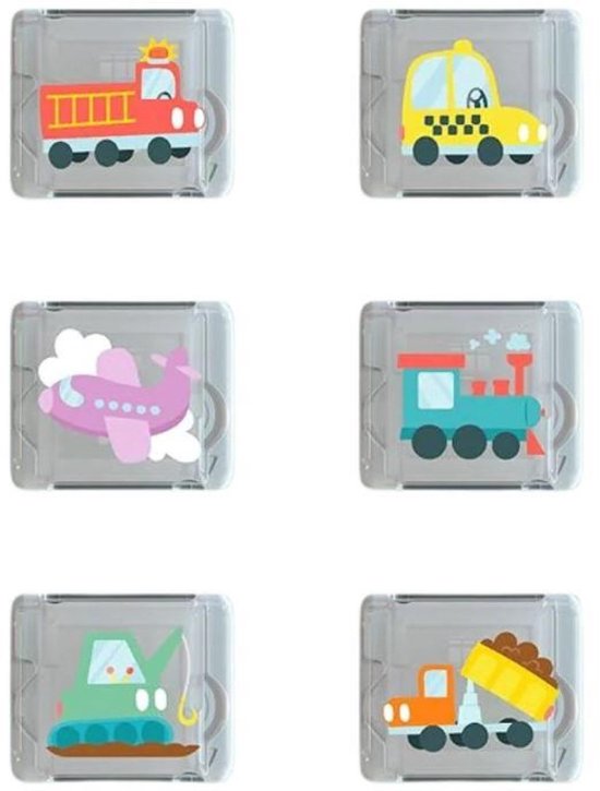 Glo Pals - light up cubes - Badspeelgoed - Sensory play - Auto - Voertuigen - 6 stuks van Glo Pals — afbeelding 2