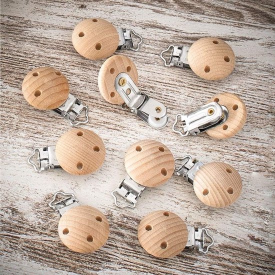 Houten Speenkoord Clip - Kleur: Hout (naturel) - 10 Stuks - Inclusief Verzendkosten — afbeelding 5