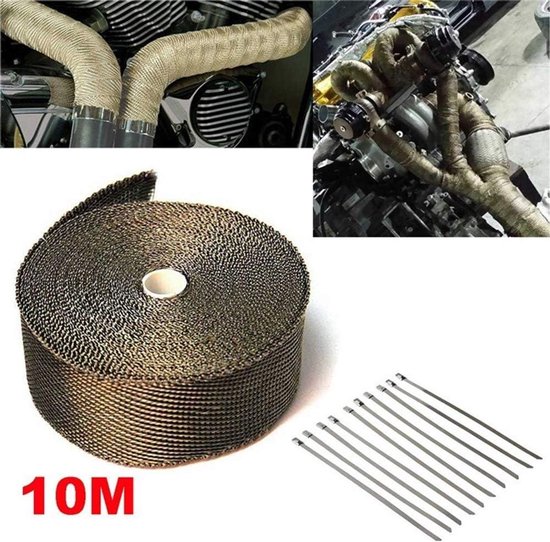 Hittewerende tape uitlaat 10 m x 5 cm, hittebestendige uitlaatband Hittewerende tape uitlaat 10 m x 5 cm, hittebestendige uitlaatband