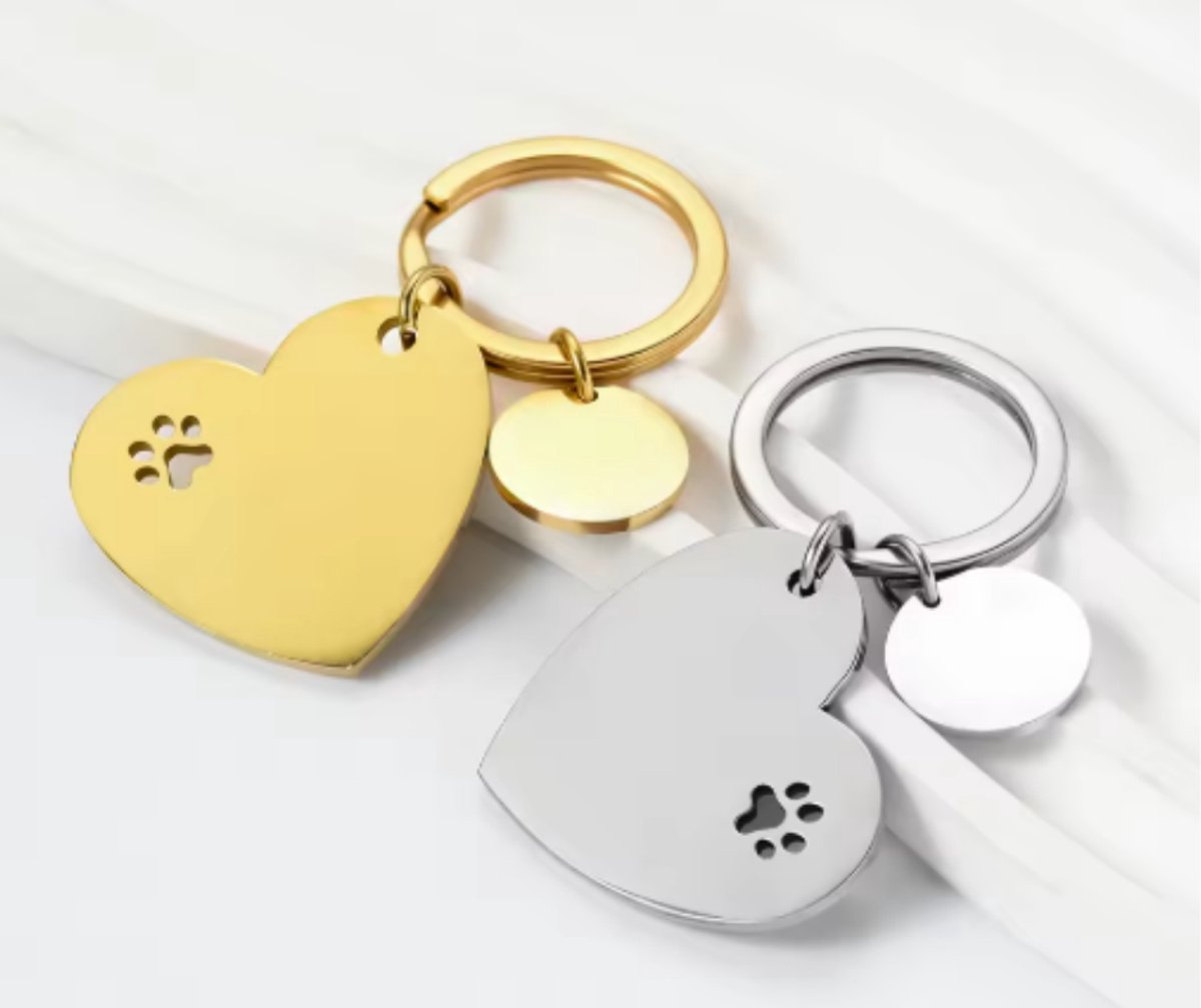 Hondenpenning Hart | RVS Hondenpenning Hart met ronde hanger | Zilveren LoveDuo Hondenpenning inclusief Graveren | Petshop Seven