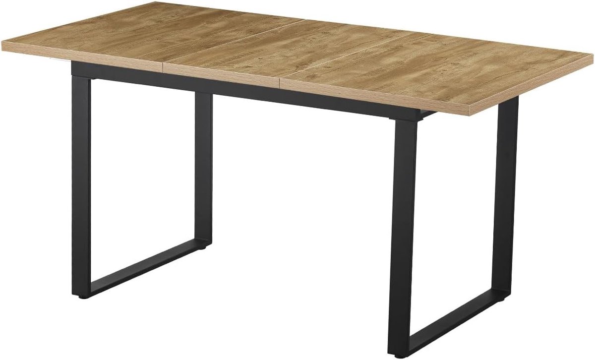 Uittrekbare Eettafel 120-160 cm voor 4-6 Personen | Houten Keuken- en Eetkamer Tafel met Industrieel Design