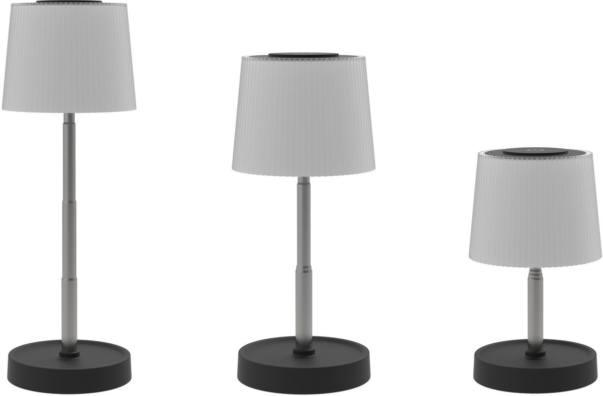 Platinet LED Tafellamp – 3 Lichtkleuren – Verstelbare Hoogte – USB Oplaadbaar – Wit