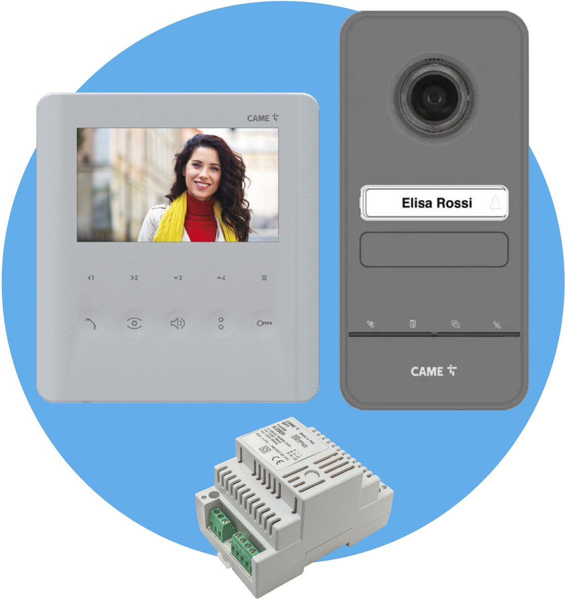 CAME - Video-intercomset voor ééngezinswoningen - 3 Delig: Video intercom PLX in Huis, LHS V/01 Buitenpost & VAS/101 Voedingsbron - Deurbel & Parlofoon - Wit