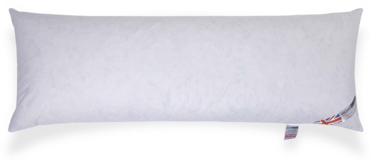 Homescapes Luxe Lichaamskussen 40x145 cm - Ganzendons & Veren - Body Pillow voor Zijslapers & Zwangerschap Wit