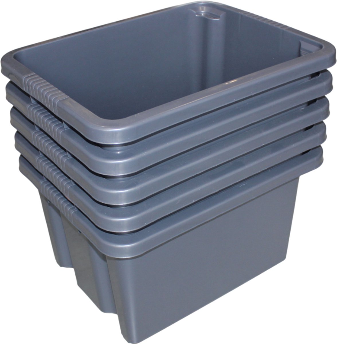 Alpfa - Opbergboxen - Opslagbakken - Stapelbakken - Stapelbox - Opslagbak - Opbergdoos - Geschikt voor IKEA kast - Stapelbaar - Set van 5 Stuks - 32 Liter - Grijs - 42x33x23 cm