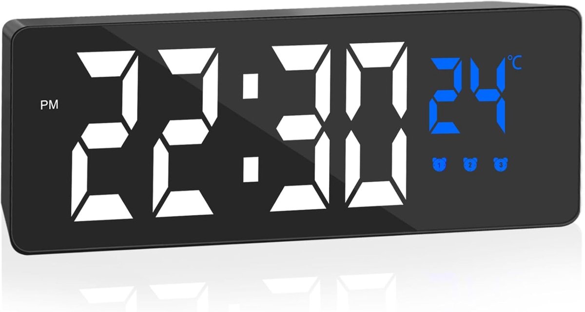 Digitale wekker met groot LED-display en temperatuurweergave