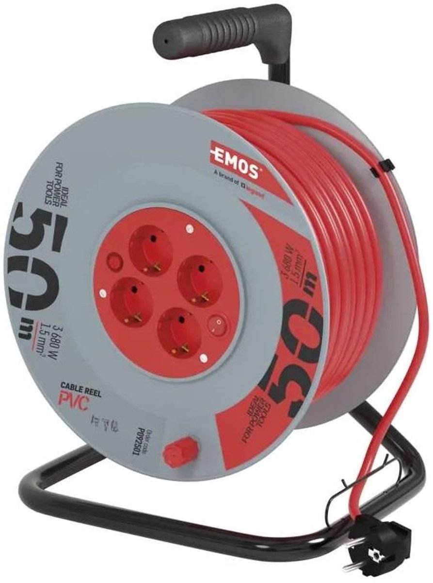 Kabelhaspel Emos H05 IP20 3x1,5qmm - 50m - 4 stopcontacten