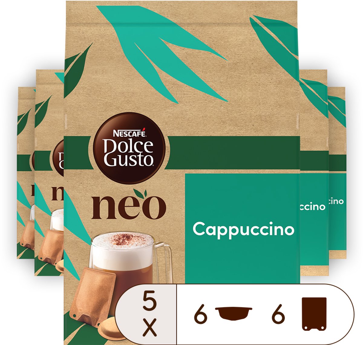 NESCAFÉ Dolce Gusto NEO koffiepads en sachets Cappuccino - 5x 6 pads + 6 sachets voor 6 koppen koffie thumbnail 7