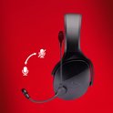 Zwarte headset met microfoon met pictogrammen die aangeven dat deze kan worden gedempt.