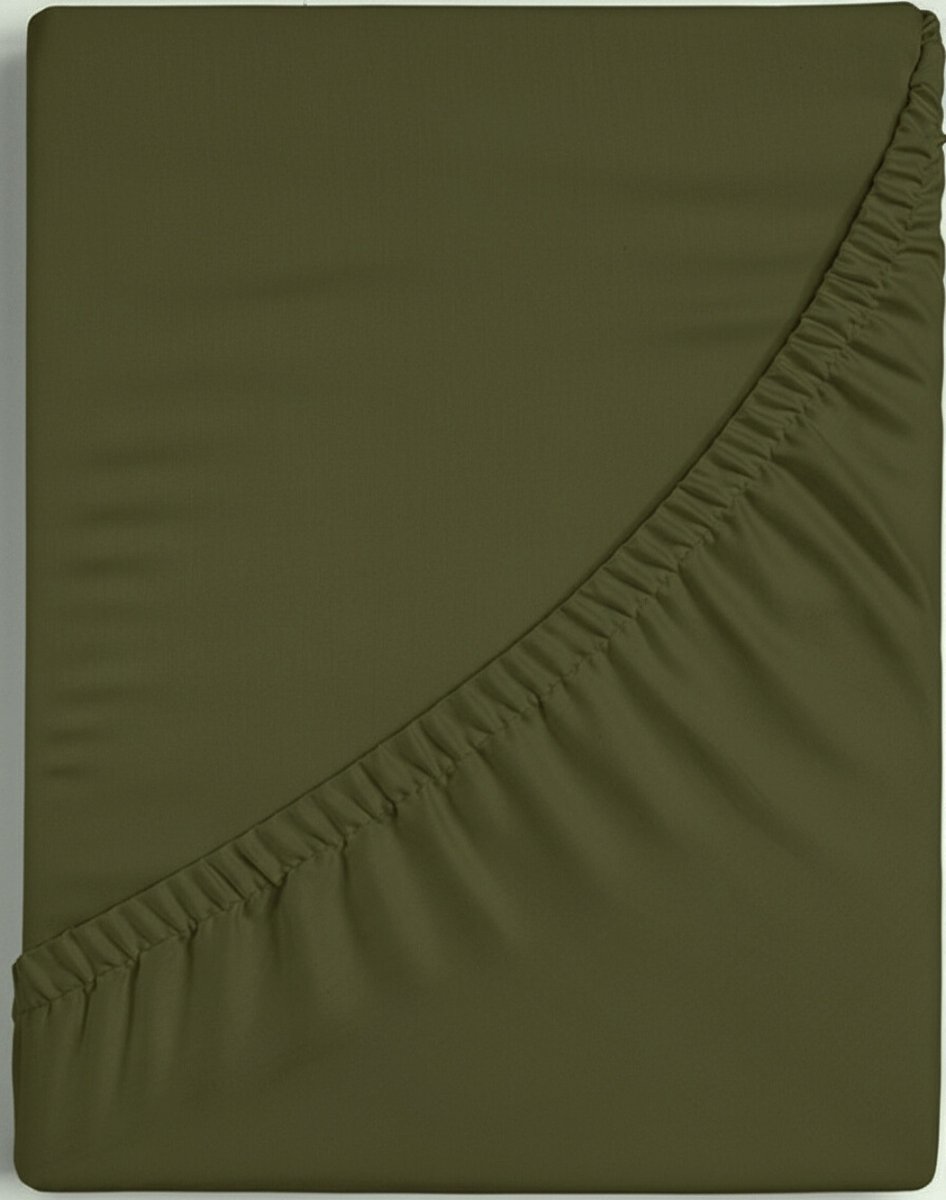 Dreamers Den - Premium Jersey Elestaan - Biologisch Katoen - Topper Hoeslaken - Olijfgroen - 180x220 cm