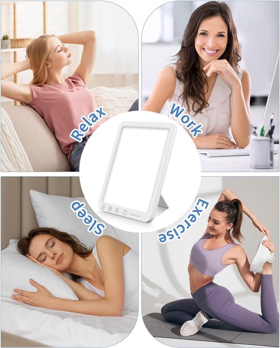 Daglichtlamp -10.000 Lux - Daglichtlampen Met 3 Lichtkleuren En Traploos Dimbaar Uv Vrije Full Spectrum Lamp Met Timergeheugen Functie Hy