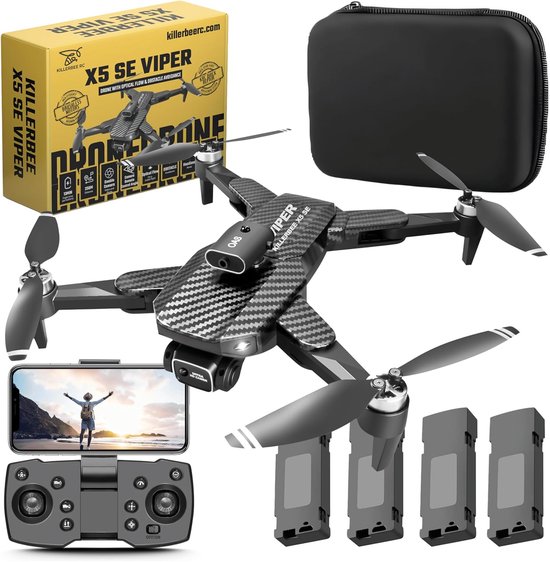 Drone Met Dubbele HD Camera – 720p – WiFi Livestreaming – Headless Modus – 3D Flips – Borstelloze Motor – Incl. Draagtas – Voor Kinderen En Volwassenen