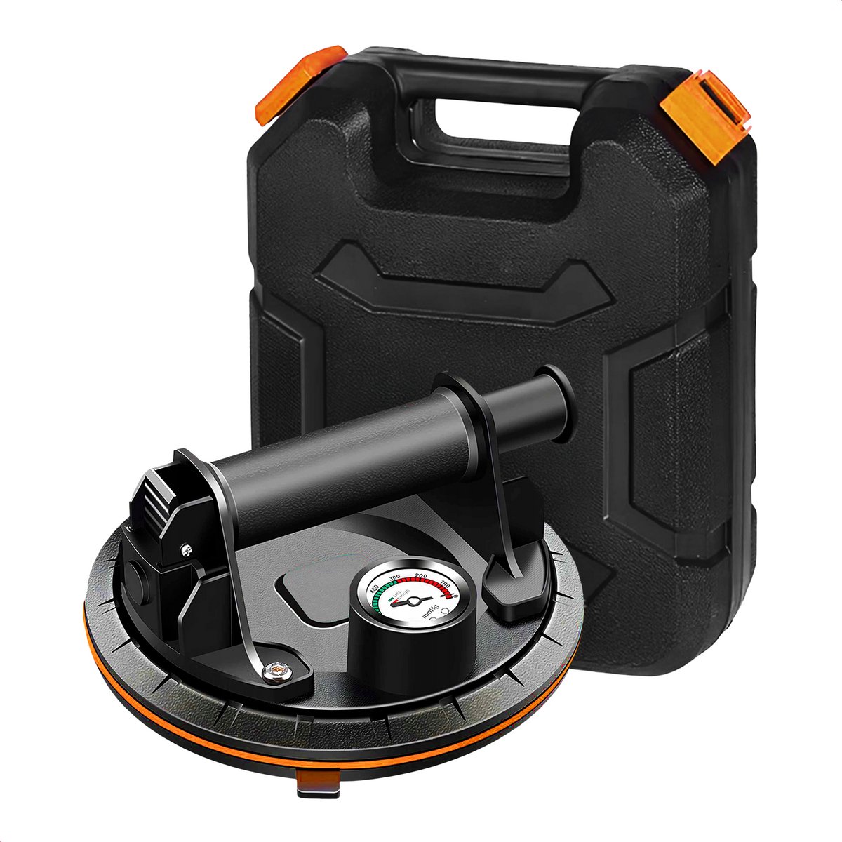 Golermo® Tegelzuignap Pro – Vacuümzuiger met Manometer & Pomp – 200kg Hefvermogen – Glas- & Tegelheffer