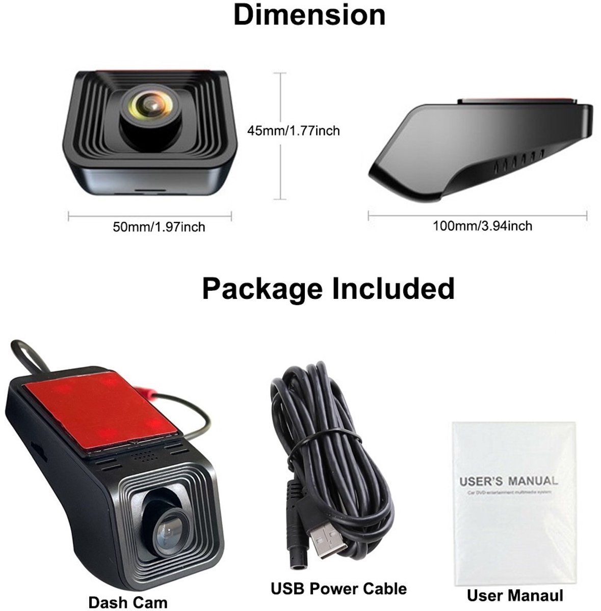 USB Android 1080P Auto Dash Cam Videorecorder ADAS Auto HD Recorder – foto 2