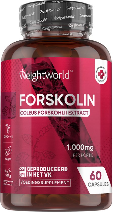 WeightWorld Forskolin capsules - 1000 mg per portie - 60 vegan capsules - Natuurlijke afslankpillen - Geschikt voor mannen en vrouwen