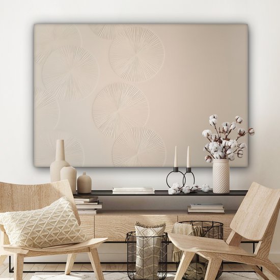 Peinture sur toile 120x80 cm - Décoration murale Japandi - Beige - Moderne - Décoration murale salon - Décoration chambre - Accessoires de chambre - Peintures sur toile