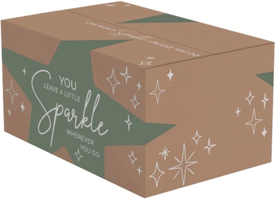 Lege kerstpakketdoos Sparkle groen 390 x 290 x 232 mm - pak met 15 stuks | kerstdoos | kerst geschenk | geschenkdoos | kerstdoos leeg