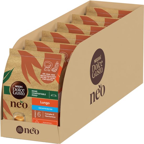 Capsules de café NESCAFÉ Dolce Gusto NEO Lungo Decaf - 6x12 capsules pour 12 tasses de café