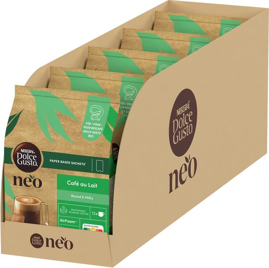 NESCAFÉ Dolce Gusto NEO sachets Café au Lait - 5x12 sachets pour 12 tasses de café