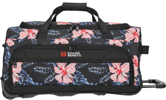Enrico Benetti Santa Cruz Wieltas 55 cm - Reistas 70 Liter - Zwart-Bloem