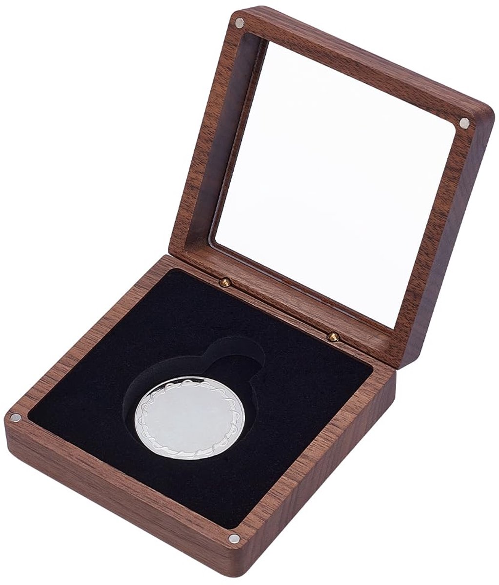 Wooden Pocket Watch Box, Pocket Watch Display Case with Clear Acrylic Lid Walnut Wooden Single Pocket Watch Storage Case Organizer Pocket Watch Travel Bag for Pocket Watch Men Women