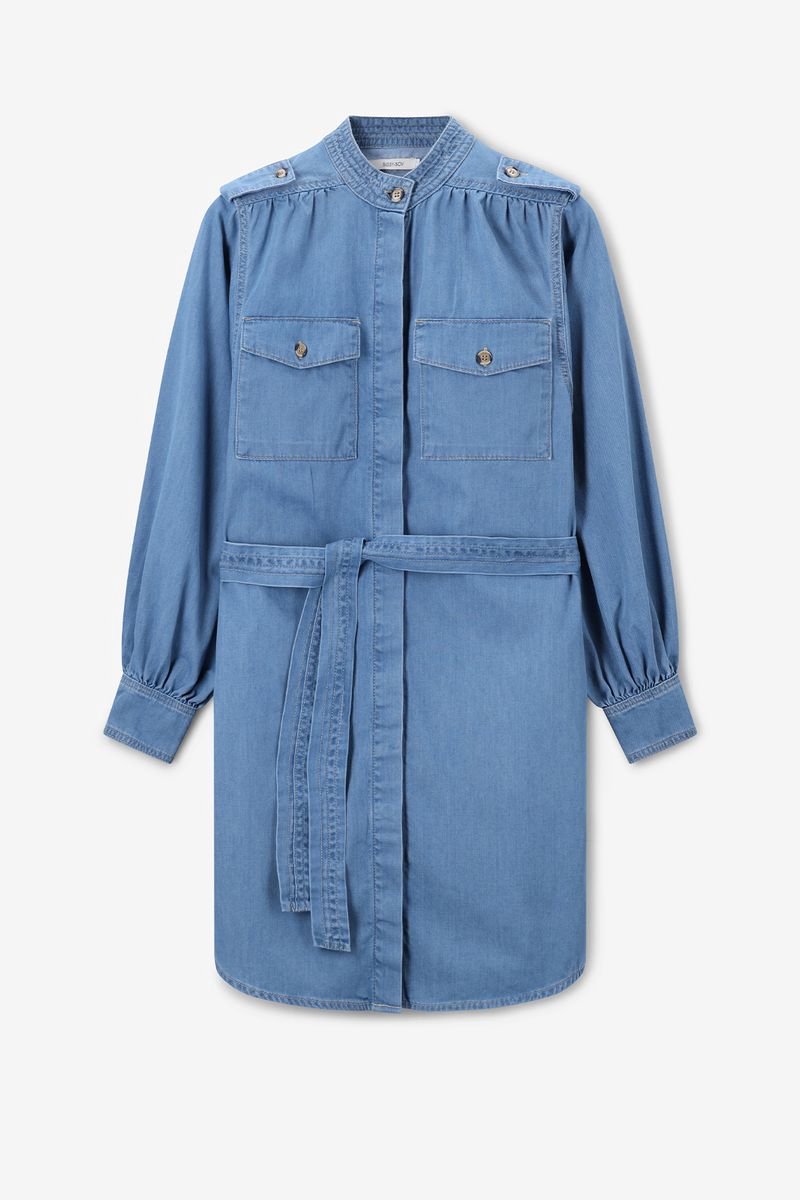 Sissy-Boy - Blauwe denim midi jurk