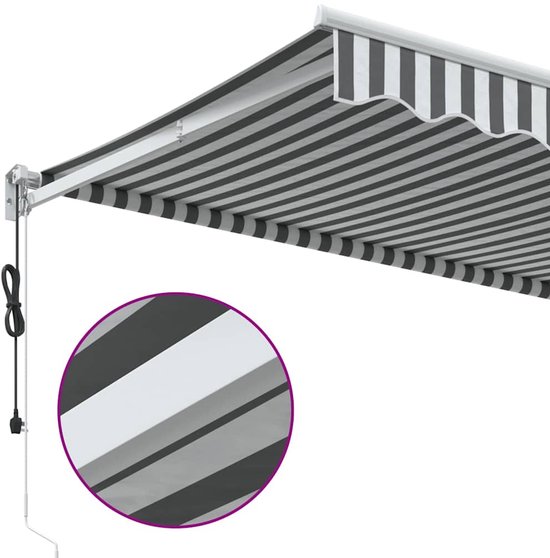 vidaXL - Auvent - extensible - 3,5x2,5 - m - tissu - et - aluminium - anthracite - et - blanc