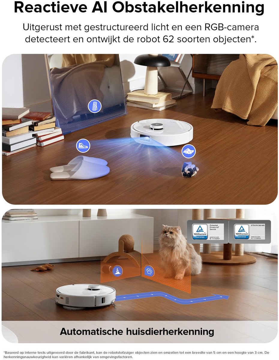 Afbeelding 3 van Roborock Qrevo Edge robotstofzuiger-18500Pa-met dweilfunctie&Liftable mop-anti-verstrengeling-Reactive Al-AdaptiLift-chassis-Hete Lucht Drogen-75 °C heet water mopwas-Zelfreinigend-videogesprek-Qrevo Master/S7 MaxV Ultra upgrade VS Qrevo Curv