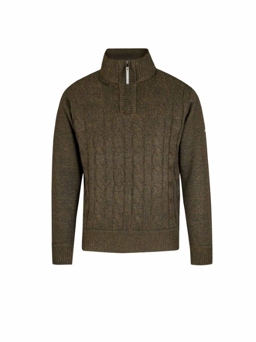 BJØRNSON Lunt Kabel-Gebreide Winter Pullover Teddy Heren - Maat L - Olijfgroen