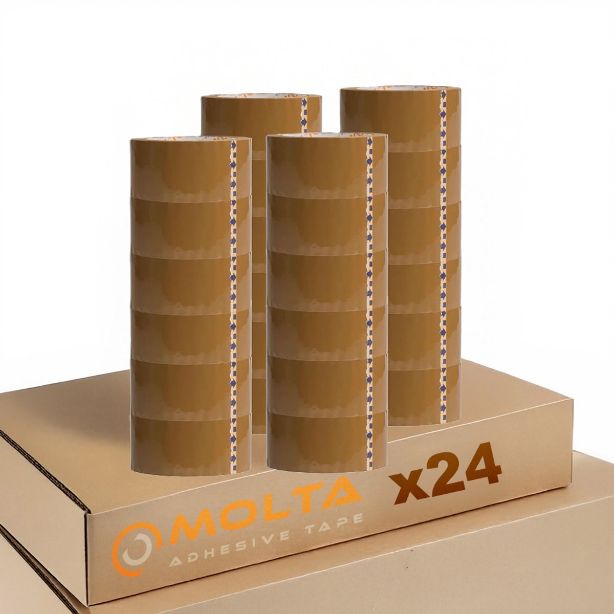 MOLTA | SOLVENTA BRUINE Verpakkingstape 48 mm x 120 m | Kartonnen tape | Verpakkingstape voor pakketten en dozen - 24 Rollen | SYNTHETIC RUBBER | SYNTHETIC RUBBER