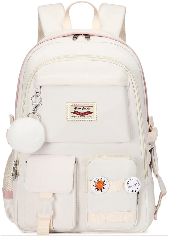 Rugtas - Schooltas - Rugzak - Rugzak Meisje - Rugzak School - Boekentas - Laptop Rugtas - 30 Liter - WitA