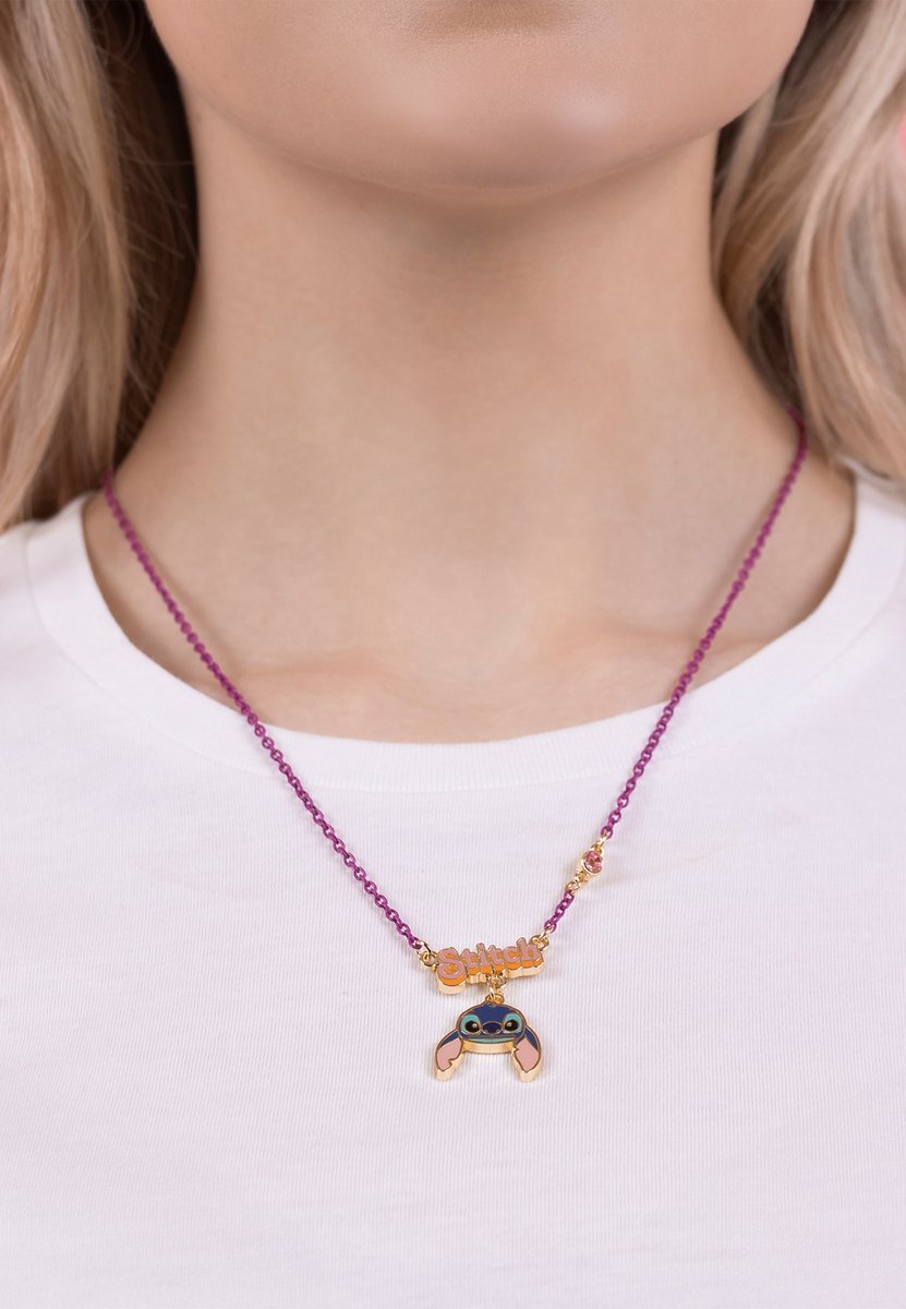 Disney Stitch Pink, purple and blue enamel Costume Necklace