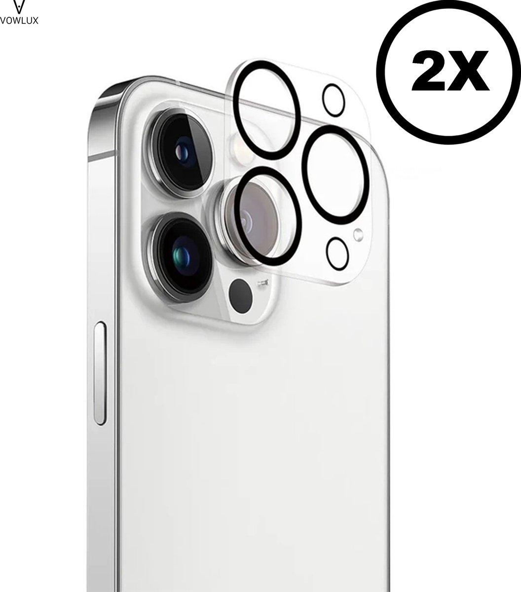 VOWLUX Camera Lens Protector voor iPhone 14 Pro – Screenprotector Camera Lens 9H Gehard Glas – Full Cover – 2 Stuks – Extra Sterk, Krasbestendig, HD Helder – Beschermglas voor Cameralens