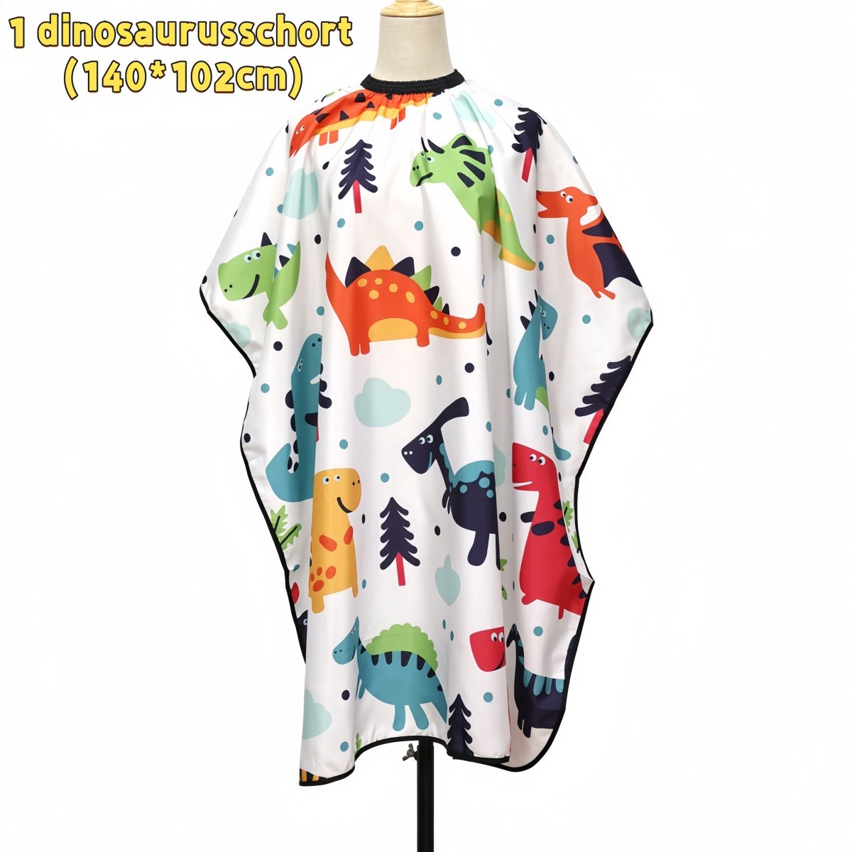 1 artikel - Kinderkapmantel - Professionele kapmantel - Geschikt voor het knippen, stylen en stylen van kinderen - Verstelbare sluiting - Dinosaurusdoek (140*102cm)