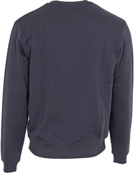 Achterkant van een donkerblauwe Donnay trui met ronde hals.