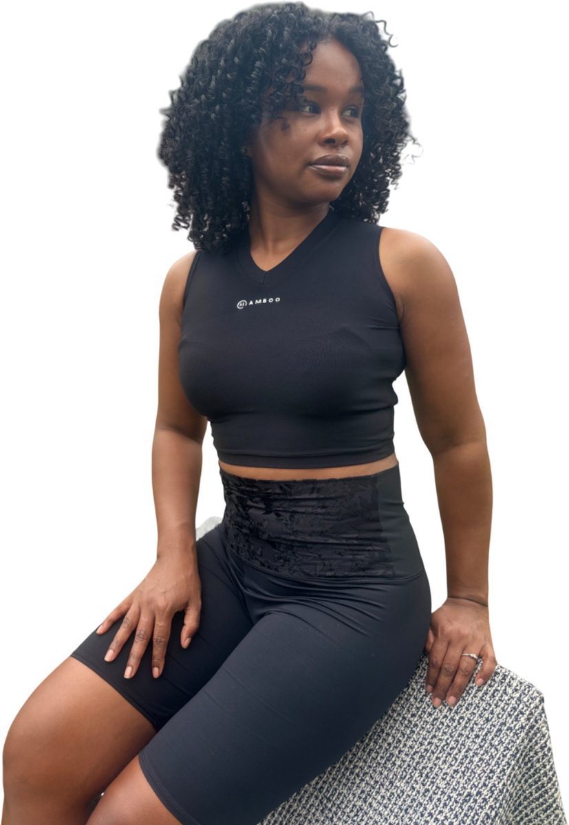 La Booty- Lounge & Fitness Set Dames- Zwarte Bike & Top- High Waist- Duurzaam- Handmade in België- maat M