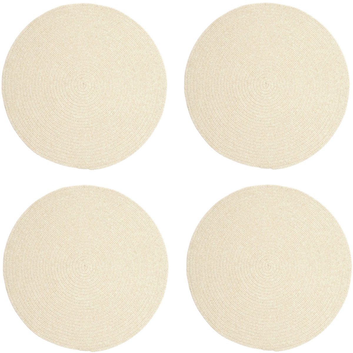 4 stuks ronde geweven placemats, wasbare, antislip, geïsoleerde placemats (beige, 38 cm)