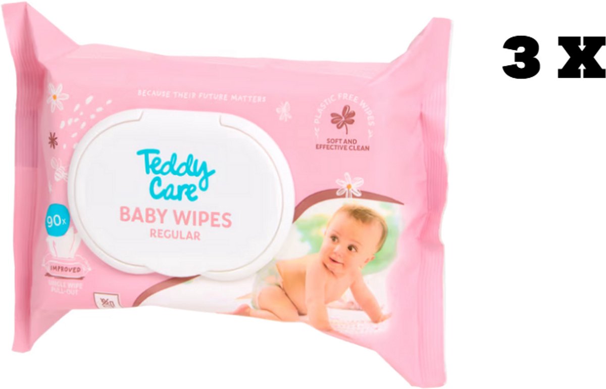 Teddy Care Baby Wipes 90 stuks - Billen doekjes - Regular - baby-  Dermatologisch getest