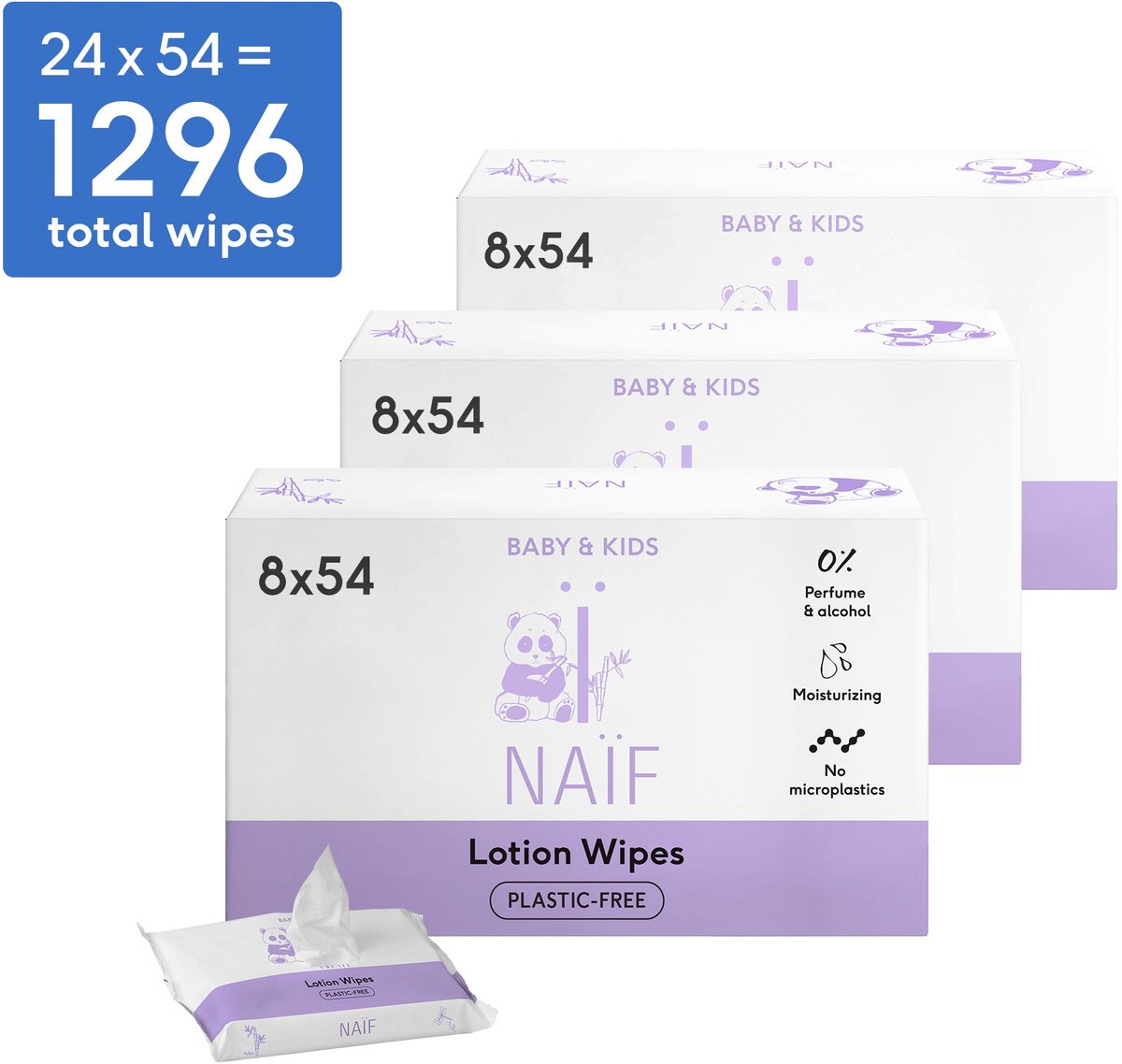 Bol.com Naïf Lotion - Billendoekjes - Babyverzorging - Plasticvrij - 0% Parfum & Alcohol - 1296 Doekjes (24x54) aanbieding