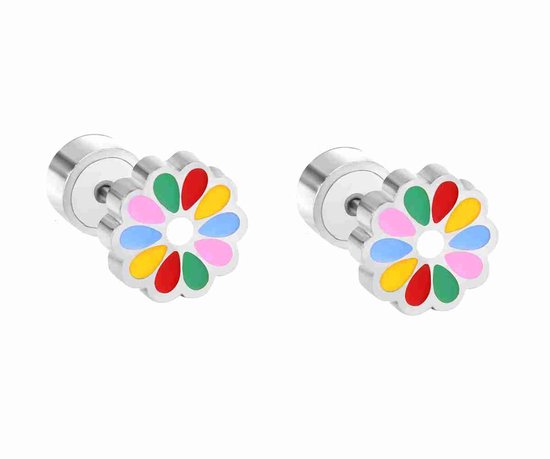 WeLoveSilver - Boucles d'oreilles puces - enfants - argent - fleurs - acier chirurgical