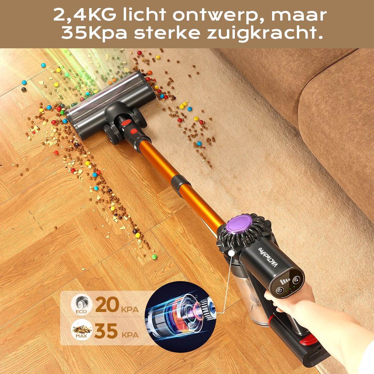 VACTechPro Steelstofzuiger Draadloos - 35000Pa - 35 Minuten - 6 in 1 - Afneembare Batterij — afbeelding 6