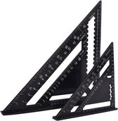 Multifunctionele timmermanswinkelhaak 18 cm en 30 cm, driehoekige metalen aluminium liniaal, markeermeter, gradenboog, hoekgeleider 45-90 graden/timmermansgereedschap/houttimmergids, traceergereedschap