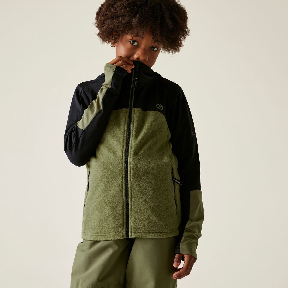Fleece Kinderen Skiën Capuchon Groen